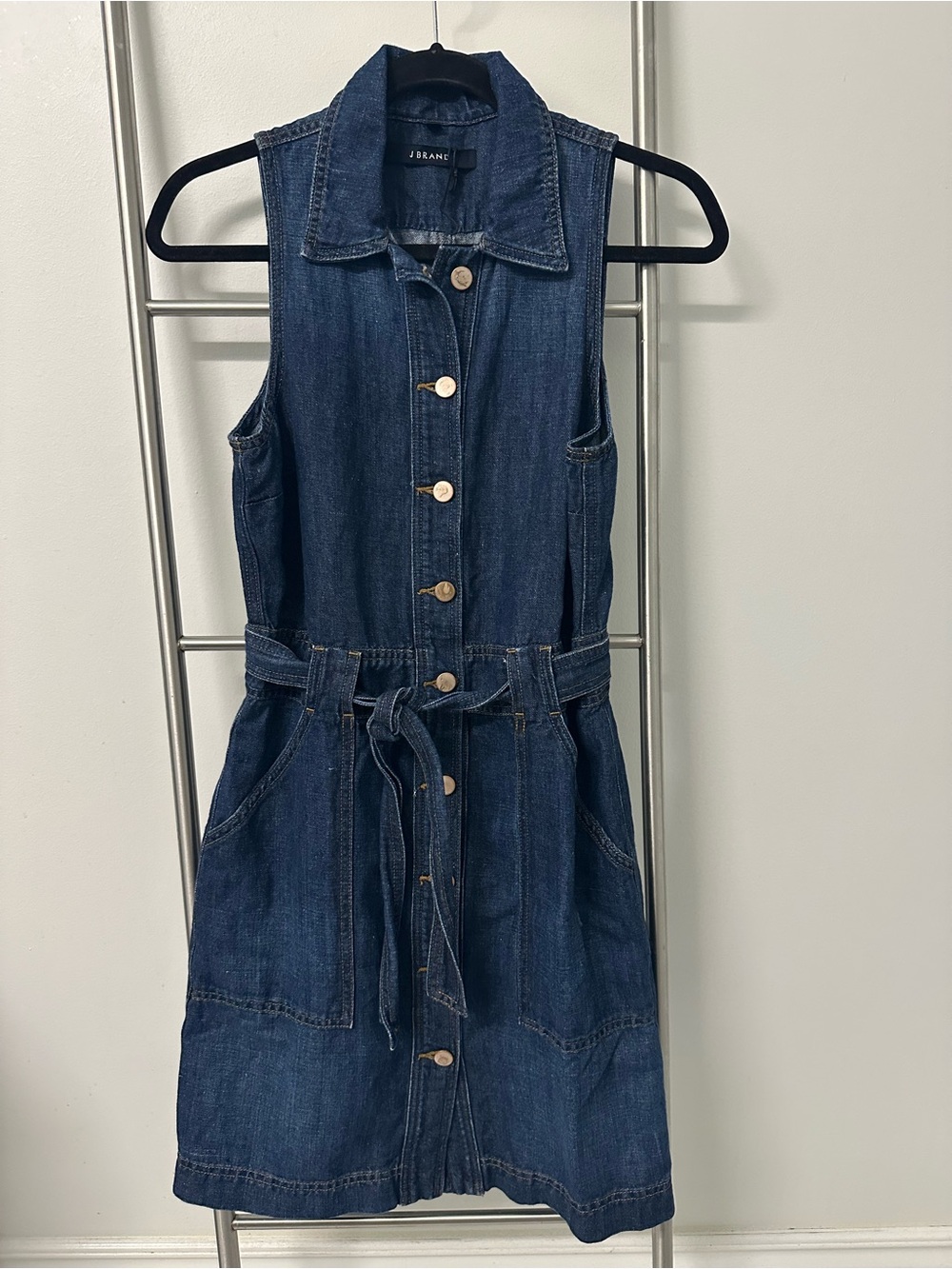J Brand Dark Blue Denim Shirt Dress with Tie Waist (NWOT)